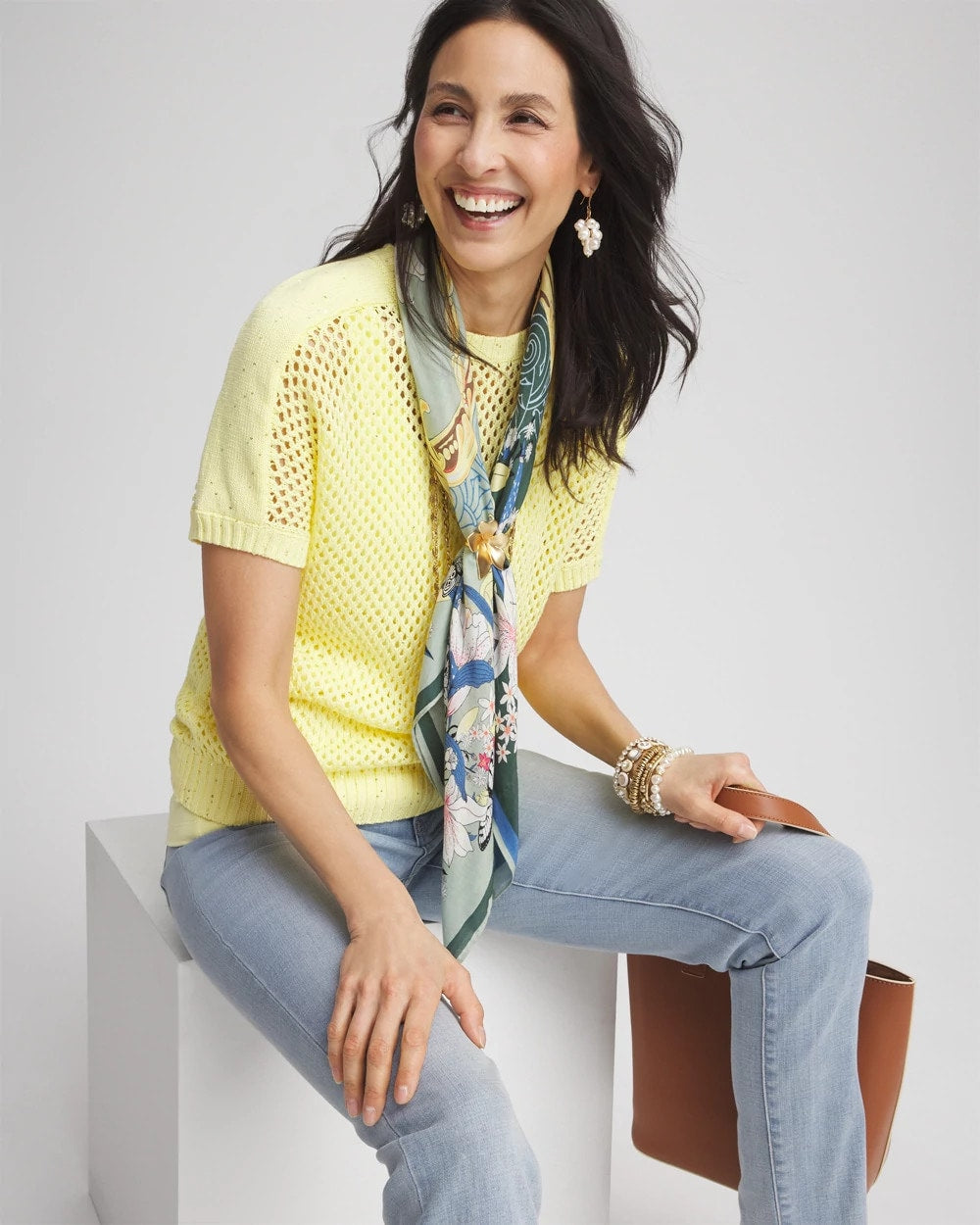Chico's Dolman Sleeved Sweater Tee BRIGHT YELLOW