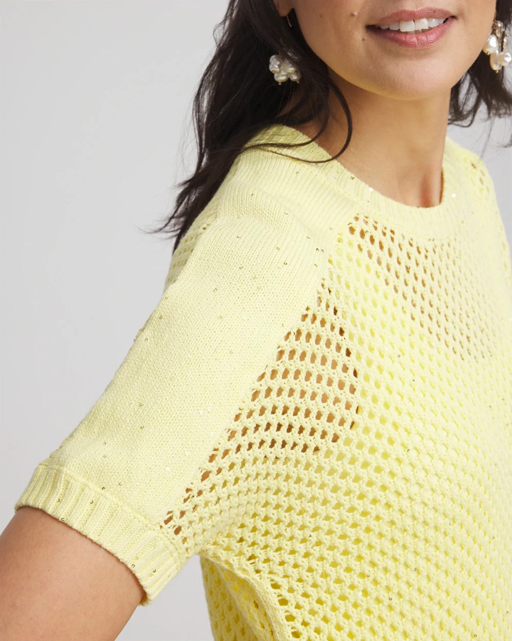Chico's Dolman Sleeved Sweater Tee BRIGHT YELLOW
