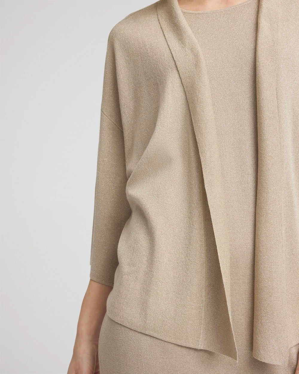 Chico's Travelers™ Collection Metallic Knit Cardigan CHAMPAGNE