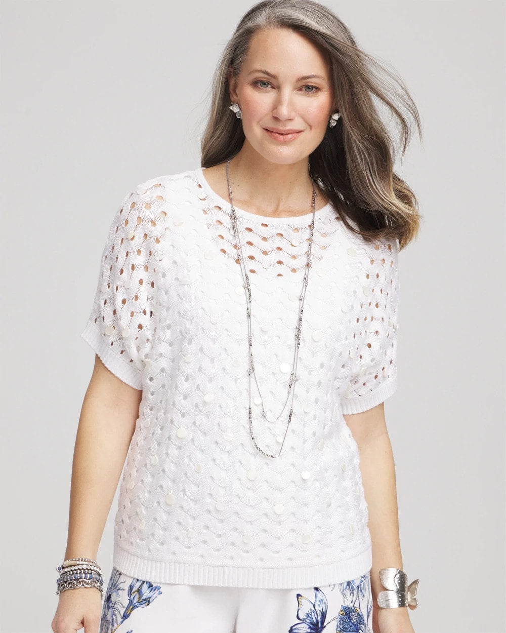Chico's Dolman Pointelle Sweater ALABASTER