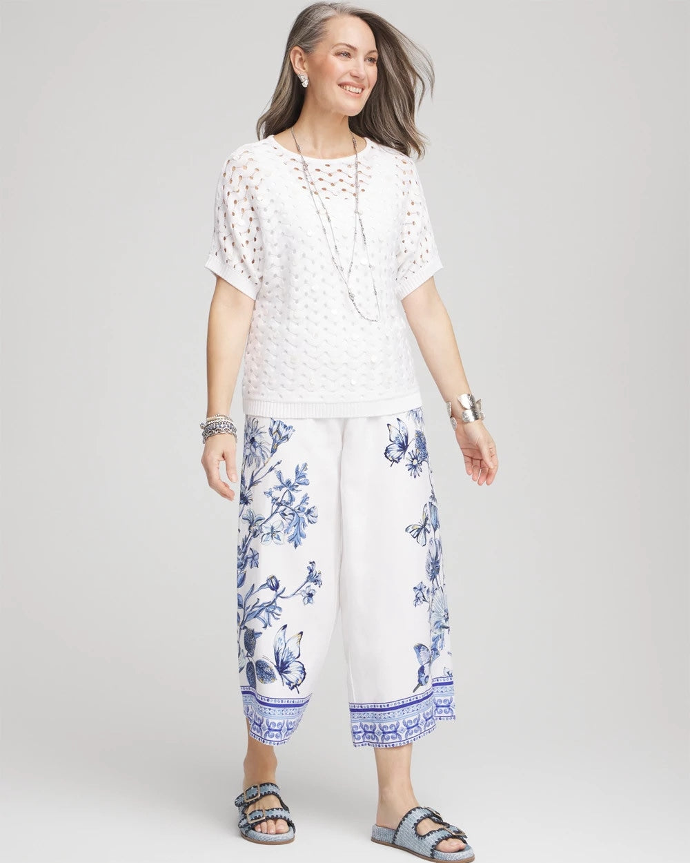 Chico's Dolman Pointelle Sweater ALABASTER