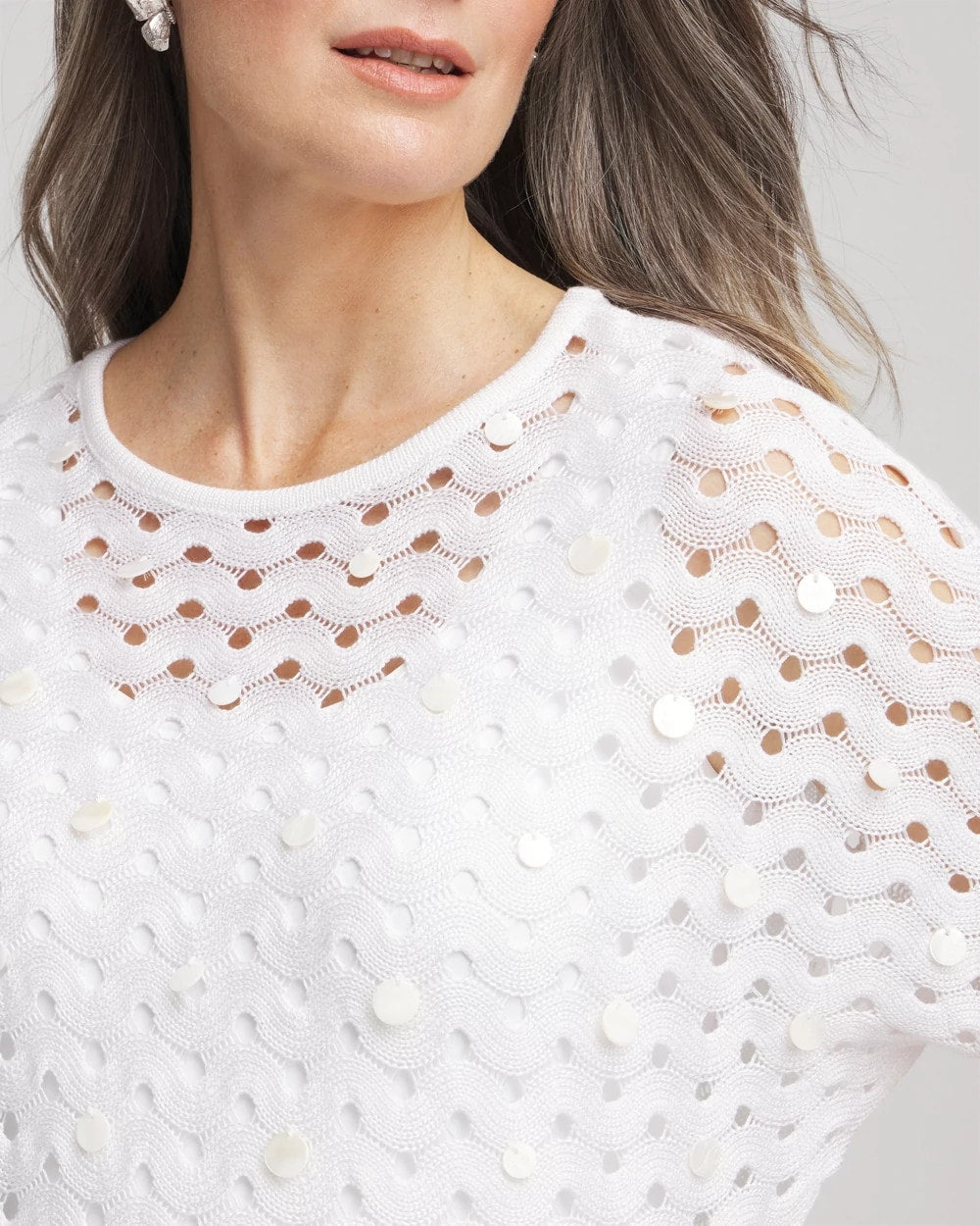 Chico's Dolman Pointelle Sweater ALABASTER