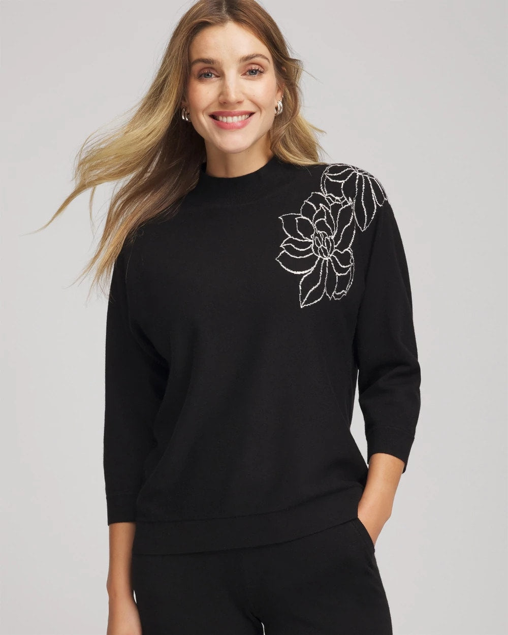 Chico's Zenergy® Luxe Intarsia Sweater BLACK