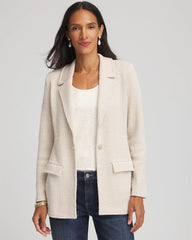 Chico's Metallic Rhinestone Sweater Blazer ENGLISH CREAM