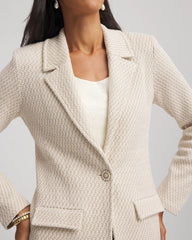 Chico's Metallic Rhinestone Sweater Blazer ENGLISH CREAM