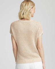 Chico's Embroidered Pointelle Pull-Over GLISTENING SAND