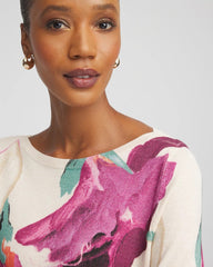 Chico's Ella Boatneck Watercolor Pullover Sweater MULTI