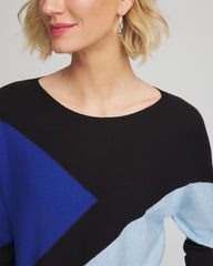Chico's Ella Dolman Intarsia Pullover Sweater BLACK