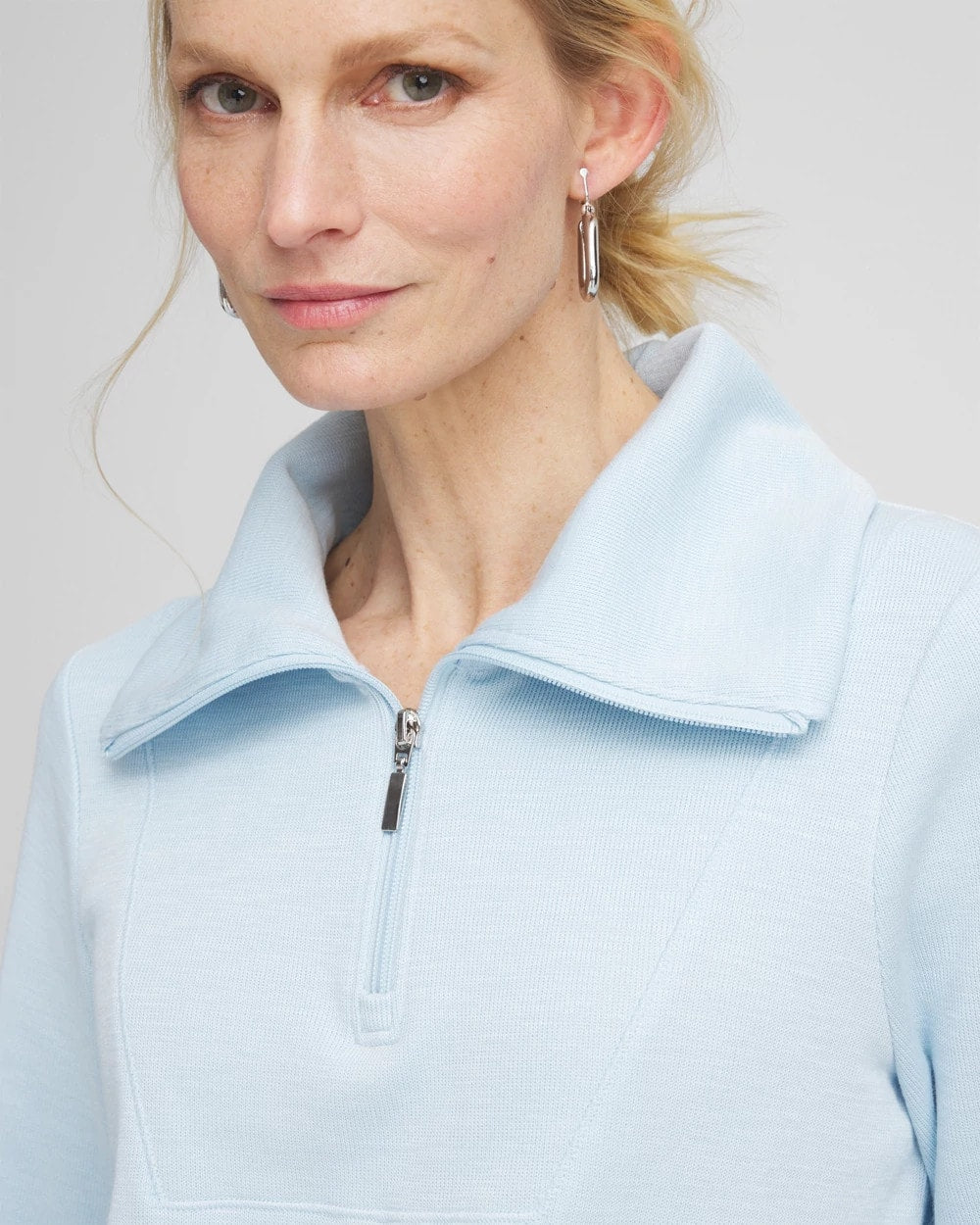 Chico's Zenergy® Beach Slub Half-Zip Pullover Top CRYSTAL SPRINGS