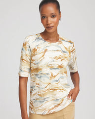 Chico's Printed Crewneck Sweater ECRU