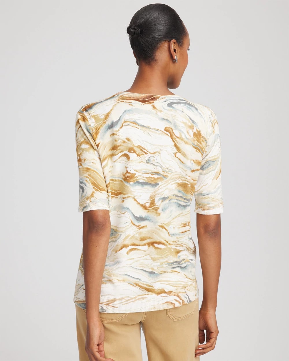 Chico's Printed Crewneck Sweater ECRU
