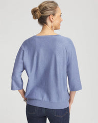 Chico's Dolman V-Neck Sweater BLUE LOTUS