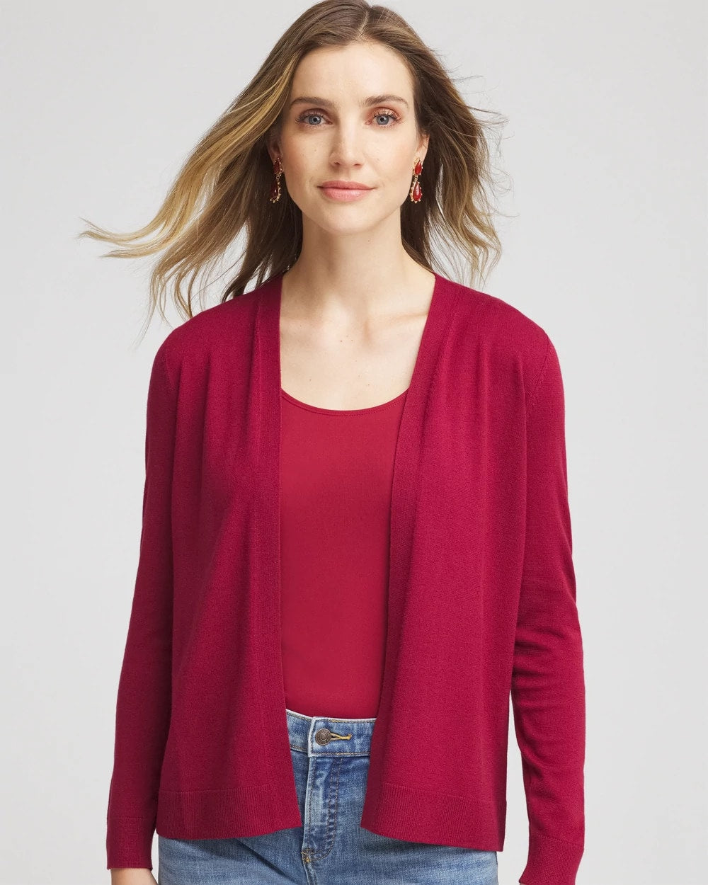 Chico's Ella Long-Sleeve Cardigan RUSSET RED