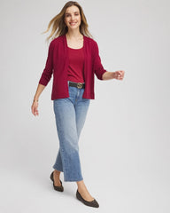 Chico's Ella Long-Sleeve Cardigan RUSSET RED
