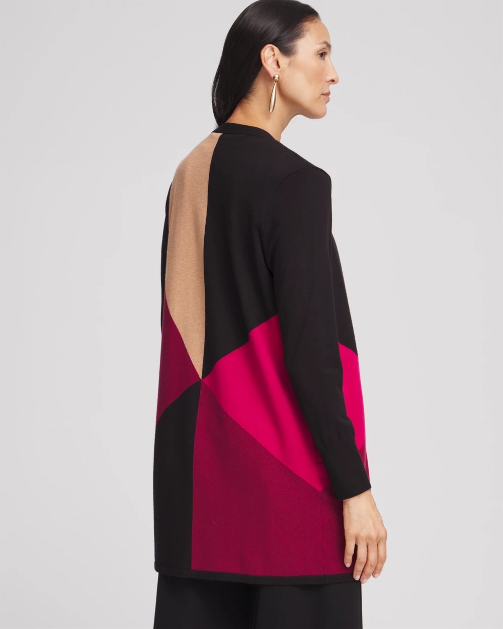 Chico's Colorblock Cardigan BLACK