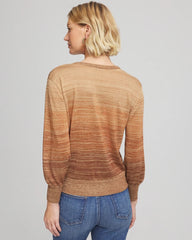 Chico's Ombre Metallic Pullover Sweater CARAMEL APPLE