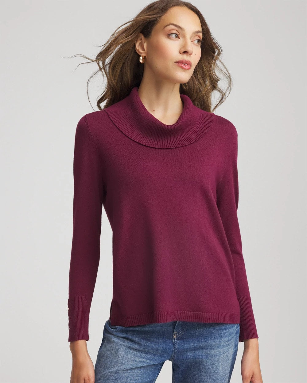 Chico's Cowlneck Long-Sleeved Sweater DEEP CHIANTI