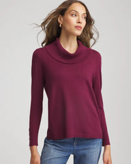 Chico's Cowlneck Long-Sleeved Sweater DEEP CHIANTI
