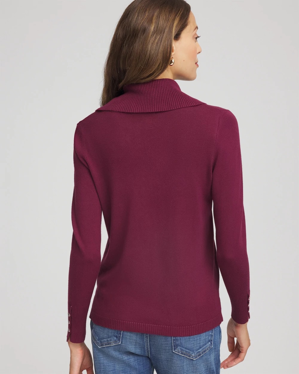 Chico's Cowlneck Long-Sleeved Sweater DEEP CHIANTI