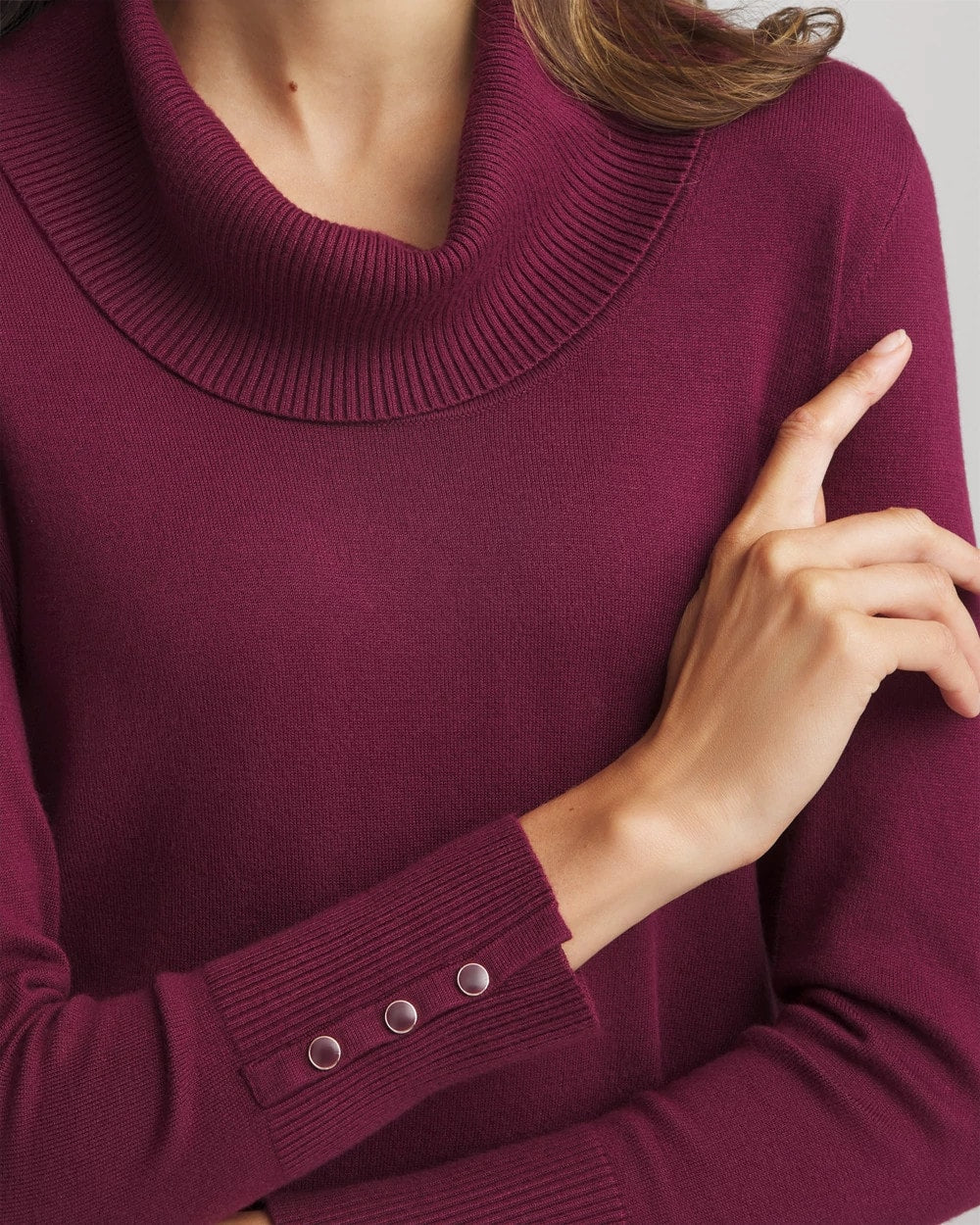Chico's Cowlneck Long-Sleeved Sweater DEEP CHIANTI