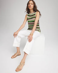 Chico's Contemporary Striped Sweater Tank SALTED LIME