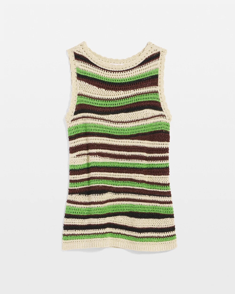 Chico's Contemporary Striped Sweater Tank SALTED LIME