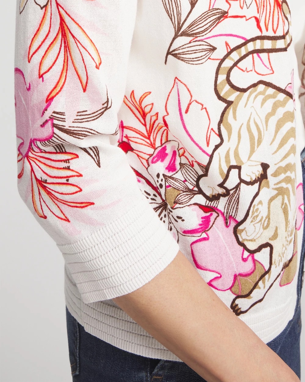 Chico's Summer Romance Floral Cardigan ECRU