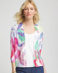 Chico's Summer Romance Watercolor Cardigan ECRU