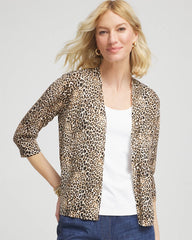 Chico's Summer Romance Animal Print Cardigan BLACK