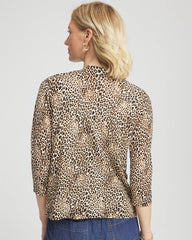 Chico's Summer Romance Animal Print Cardigan BLACK