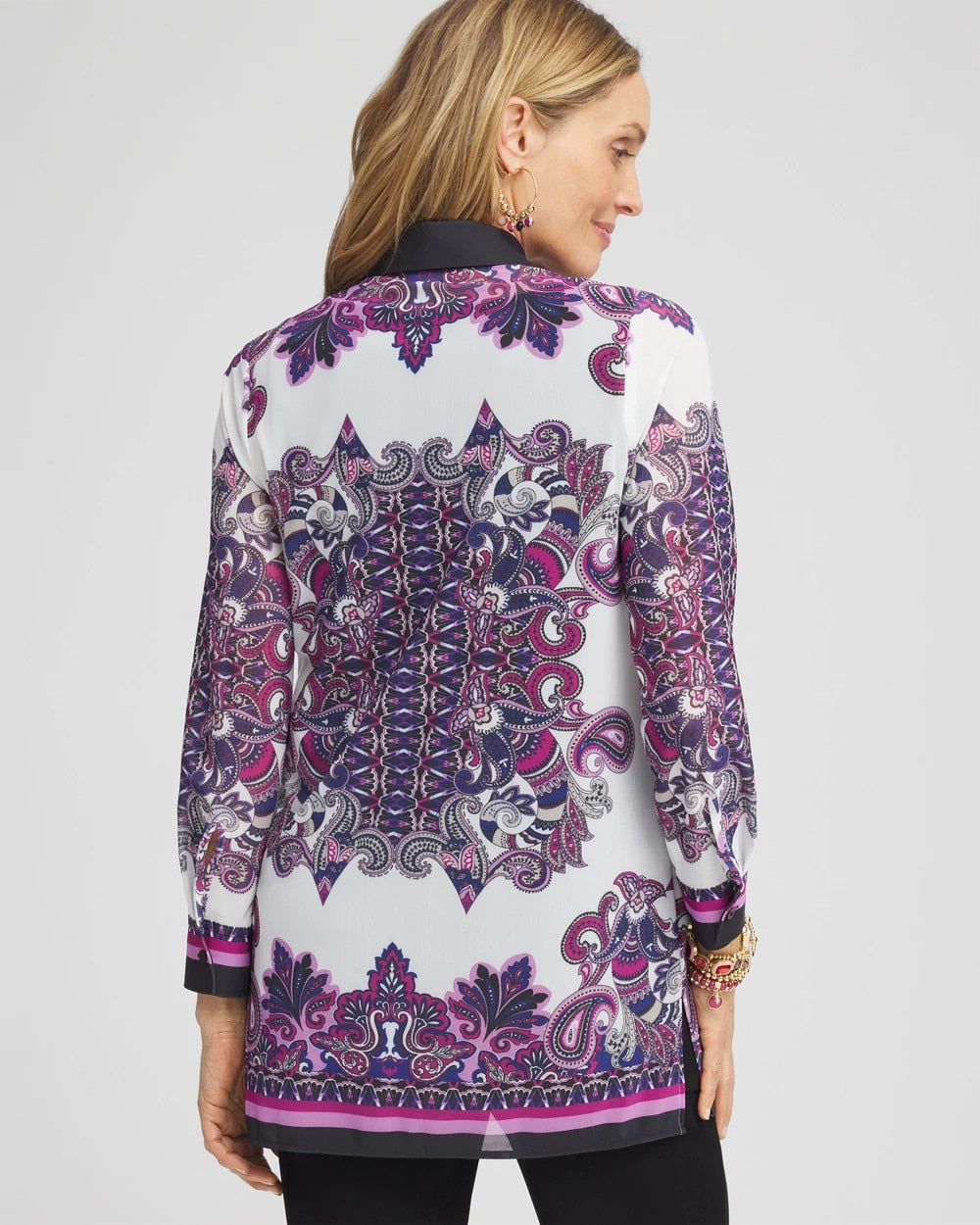 Chico's Travelers™ Collection Mesh Shirt Jacket PURPLE CLOVER