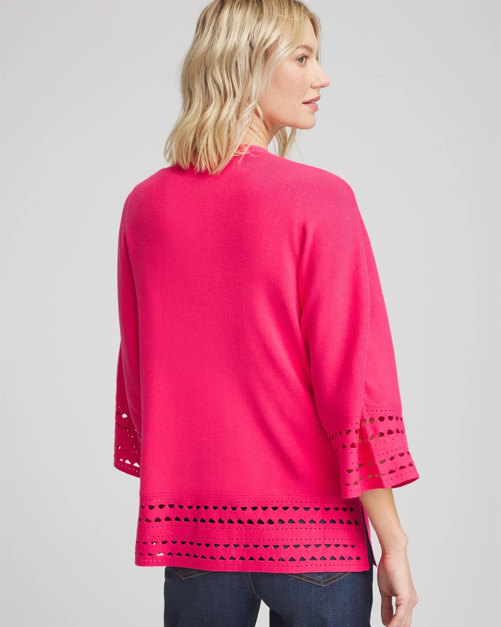 Chico's Cutout Open-Front Cardigan DRIED ROSES