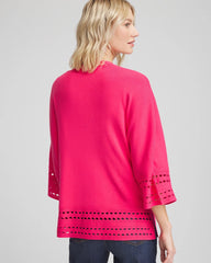 Chico's Cutout Open-Front Cardigan DRIED ROSES
