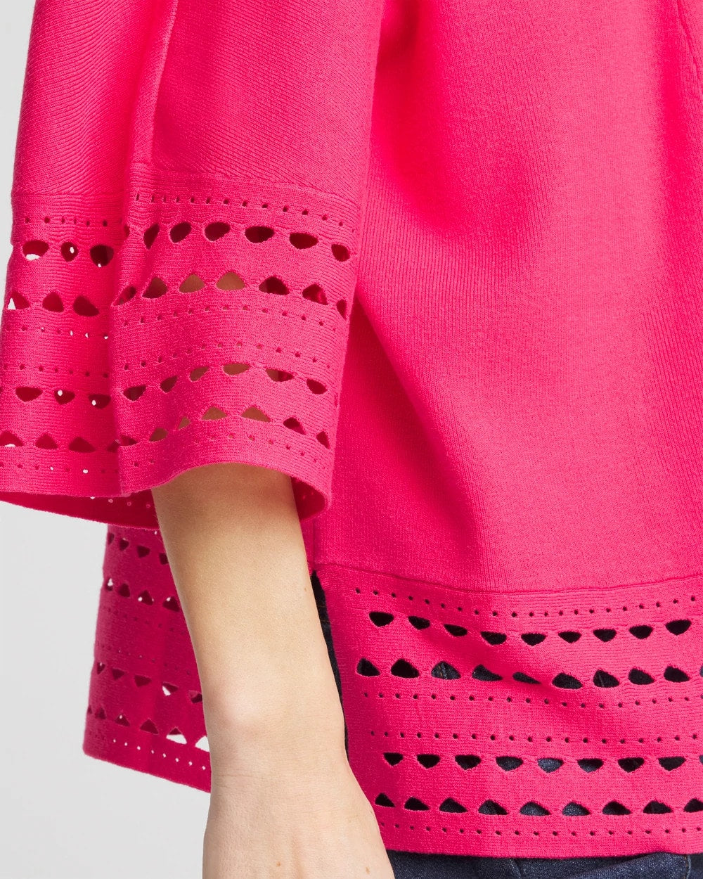 Chico's Cutout Open-Front Cardigan DRIED ROSES