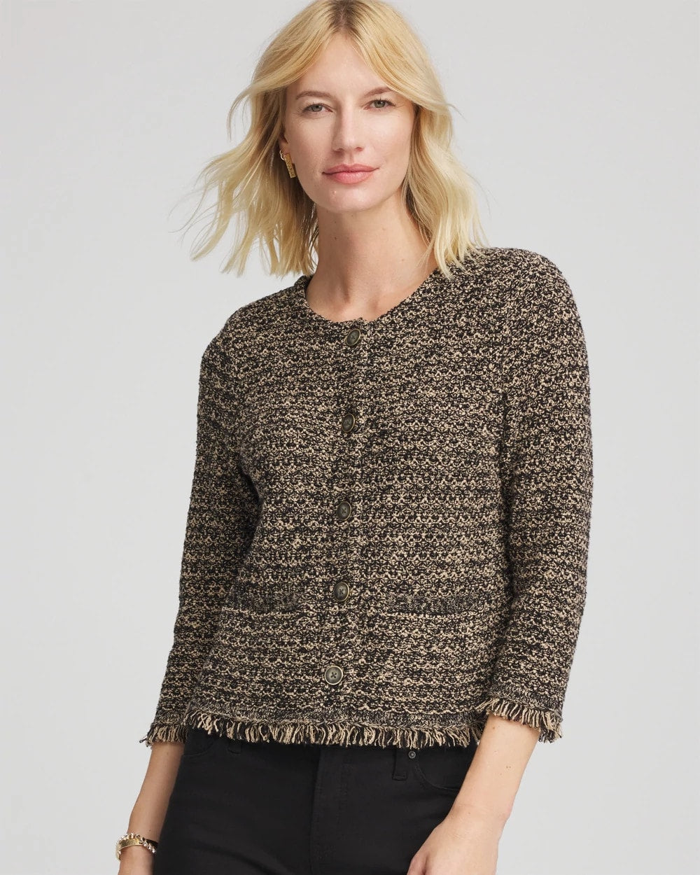 Chico's Tweed Cropped Jacket BLACK