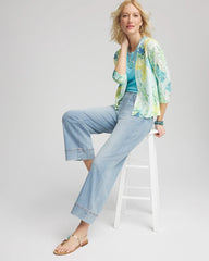 Chico's Tropical Summer Romance Short Cardigan AQUA