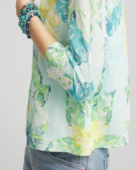Chico's Tropical Summer Romance Short Cardigan AQUA