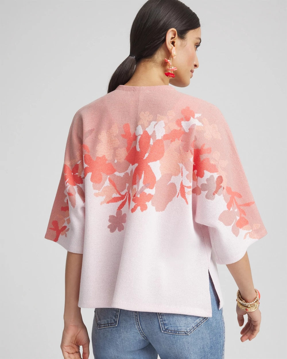 Chico's Jacquard Kimono-Style Cardigan ALABASTER