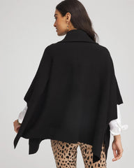 Chico's Cashmere-Blend Pullover Sweater Poncho BLACK