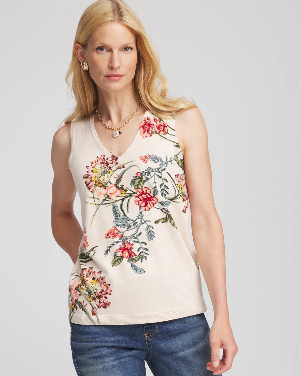 Chico's Ella Printed Sweater Tank MULTI