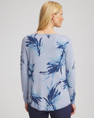 Chico's Ella Painterly Bateau Pullover Sweater PASSPORT BLUE