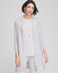 Chico's Travelers™ Zebra-Motif Metallic Cardigan DOVE GRAY