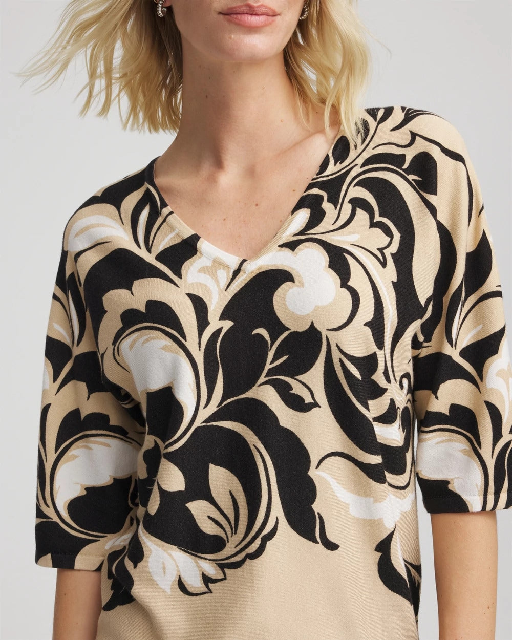Chico's Printed Dolman Sweater NEUTRAL