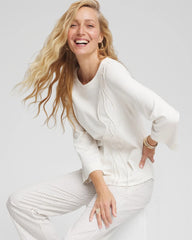 Chico's Soutache Stitch Top ECRU