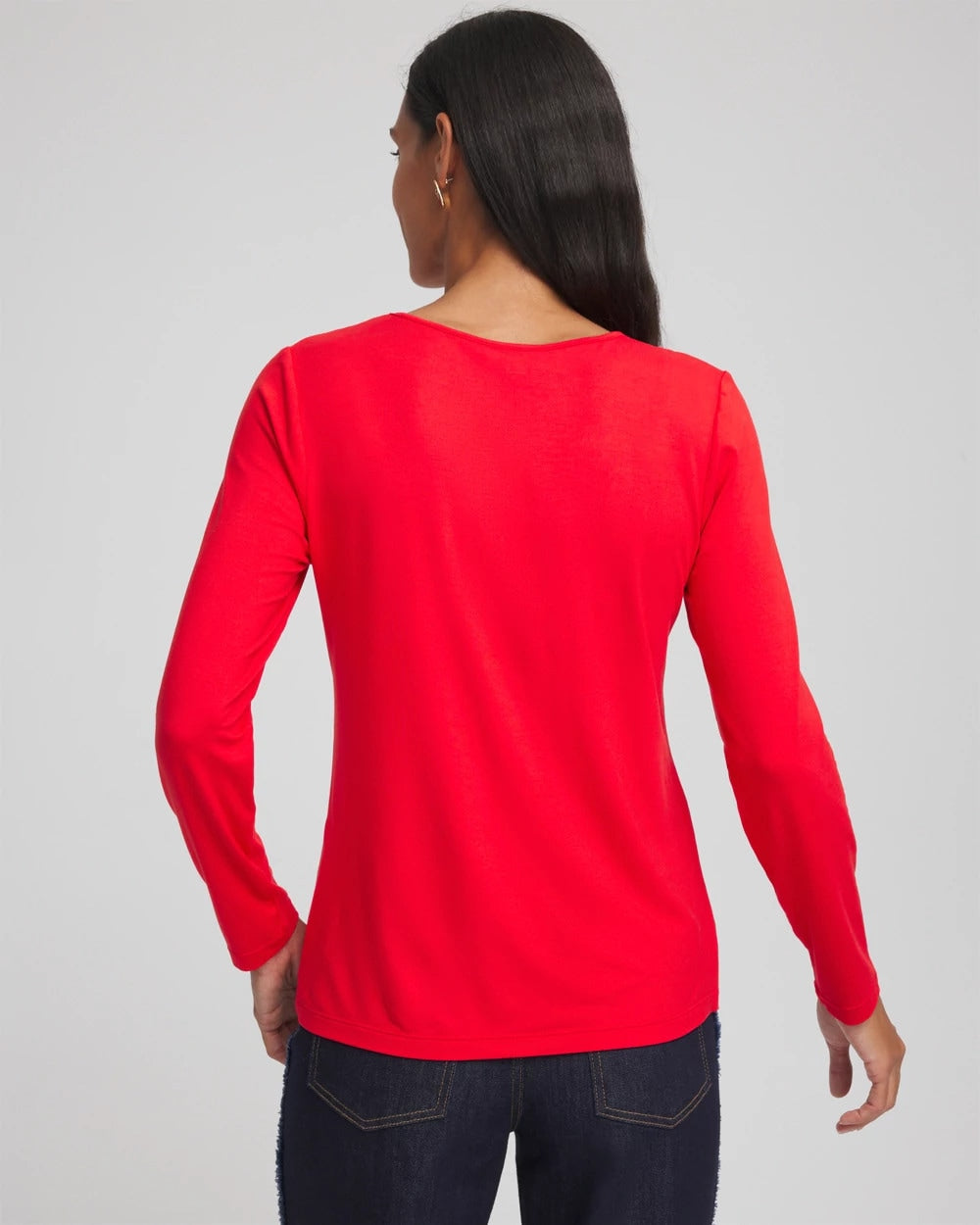 Chico's Embellished Heart V-Neck Tee LOVE LETTER RED