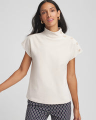 Chico's Ottoman Cap Sleeve Tee WHITE TRUFFLE