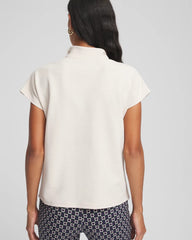 Chico's Ottoman Cap Sleeve Tee WHITE TRUFFLE
