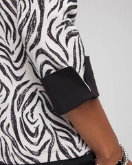 Chico's Pima Jewel Neck Contrast Tee BLACK