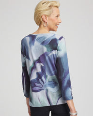 Chico's Pima Button Sleeve Tee PURPLE ELIXIR