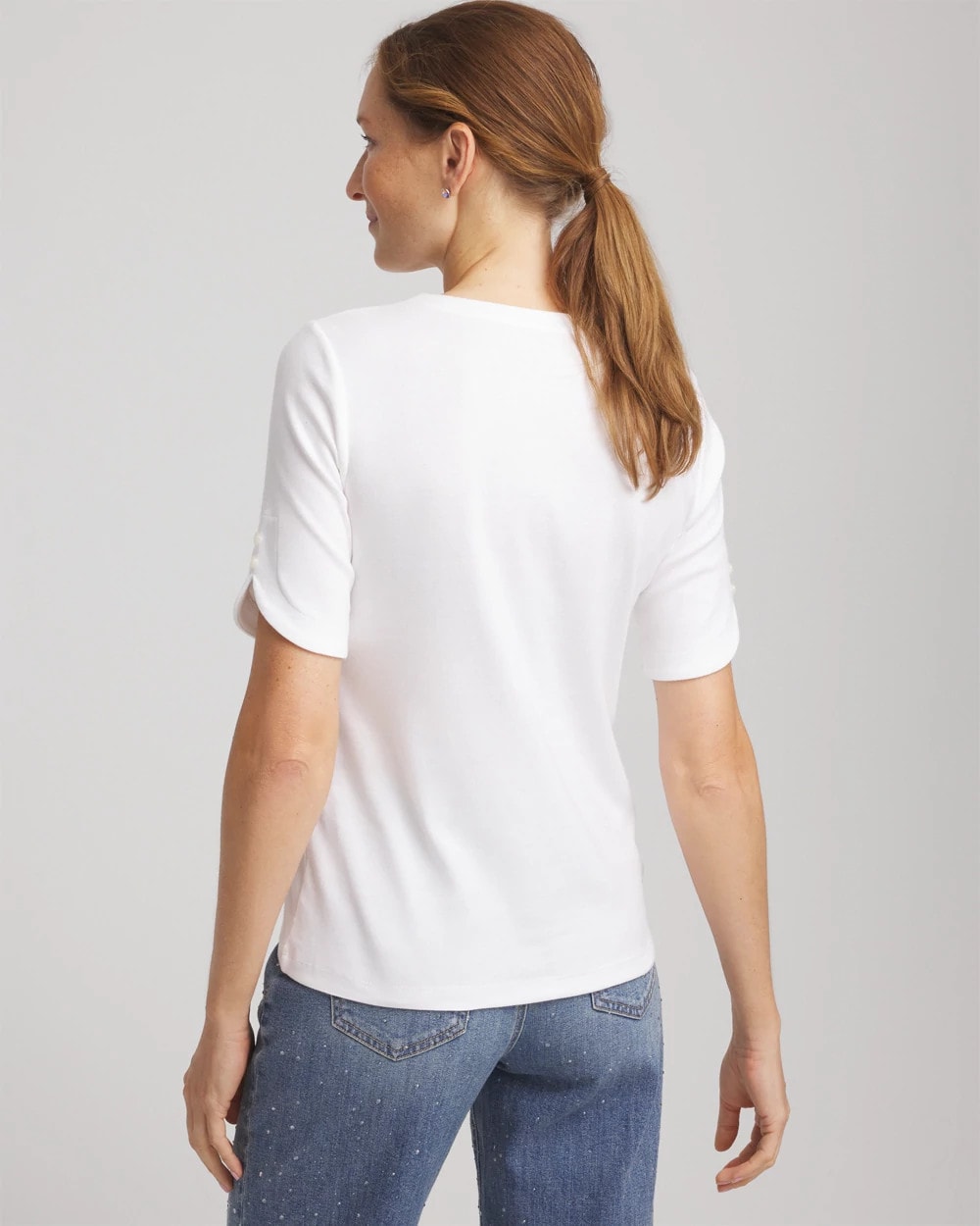 Chico's Short Sleeve Pima Tee ALABASTER